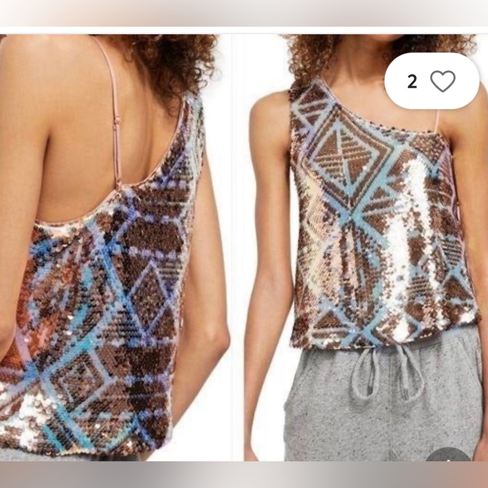 Free People sequin one shoulder top